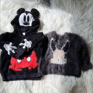 H&M bundle 🛍️Fuzzy Mickey jacket & bunny fuzzy sweater